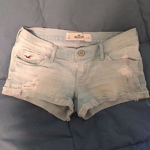 Light wash denim shorts